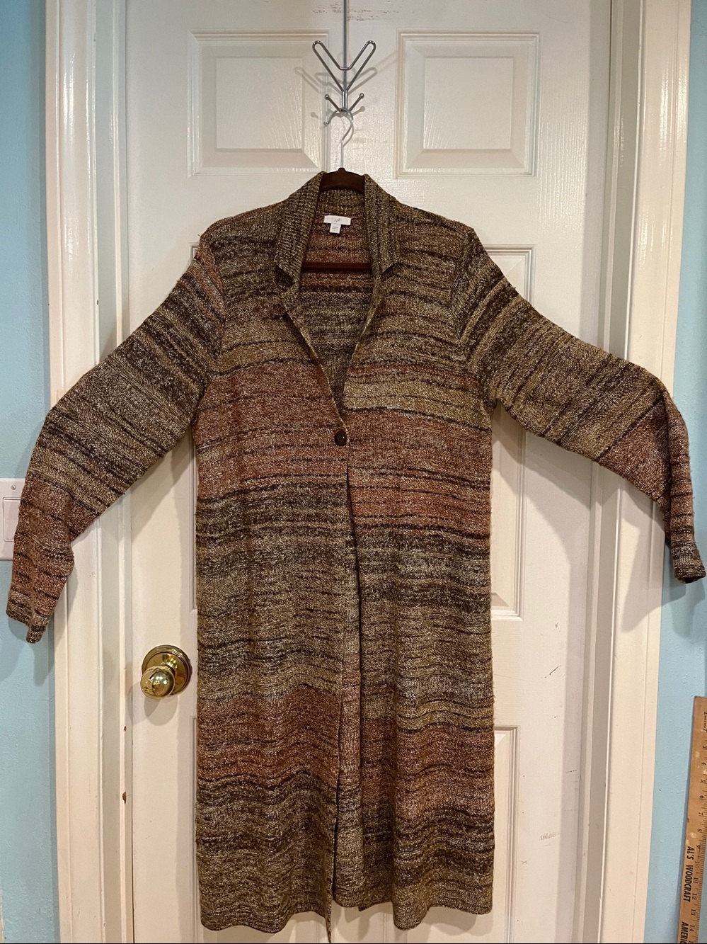 J. Jill Long One-Button Cardigan Sweater/Coat, size L
